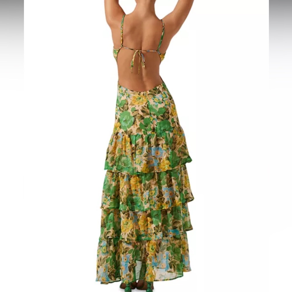 ASTR the Label Aneira Tiered Green Floral Maxi Dress - Picture 4 of 4